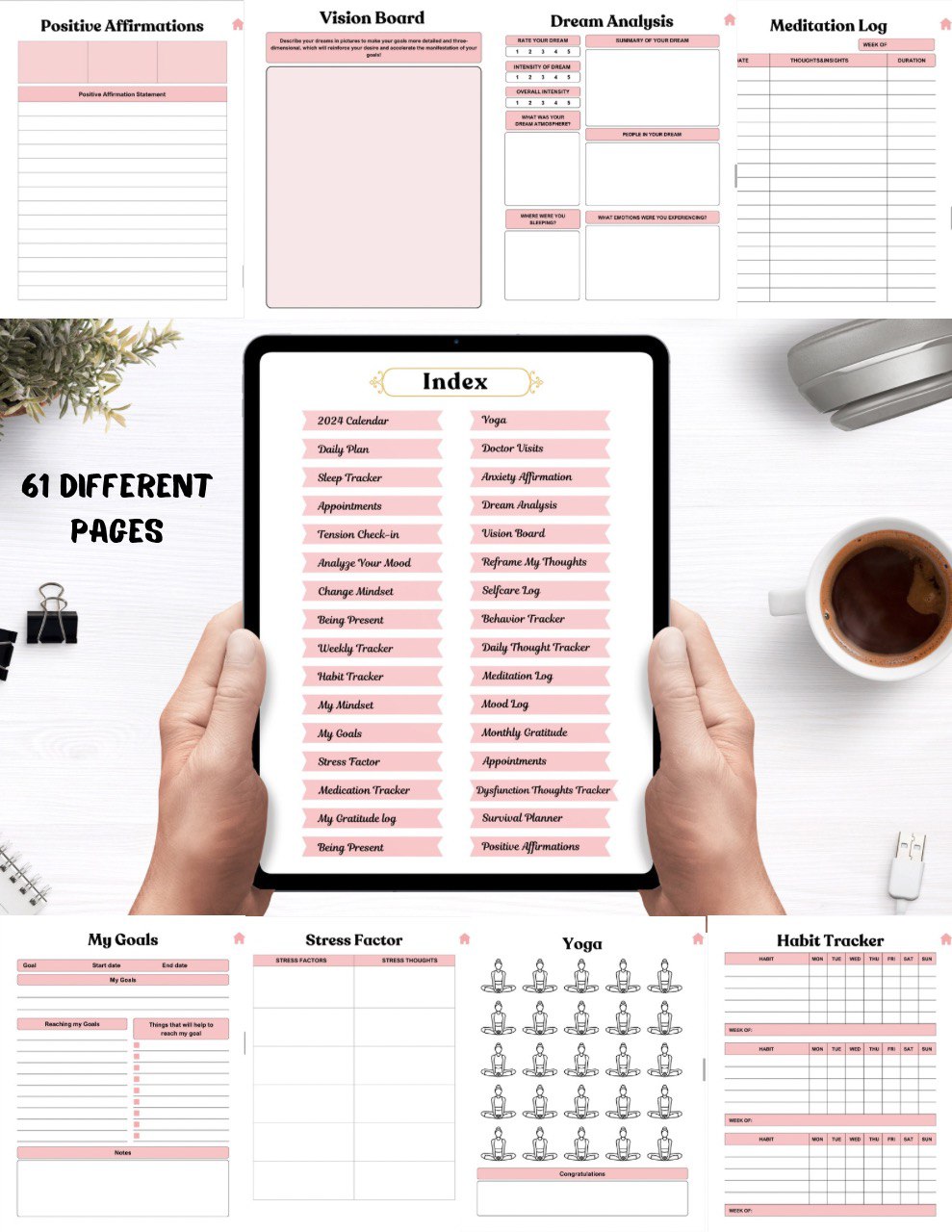 Anxiety Digital Journal, Printable 61 Pages