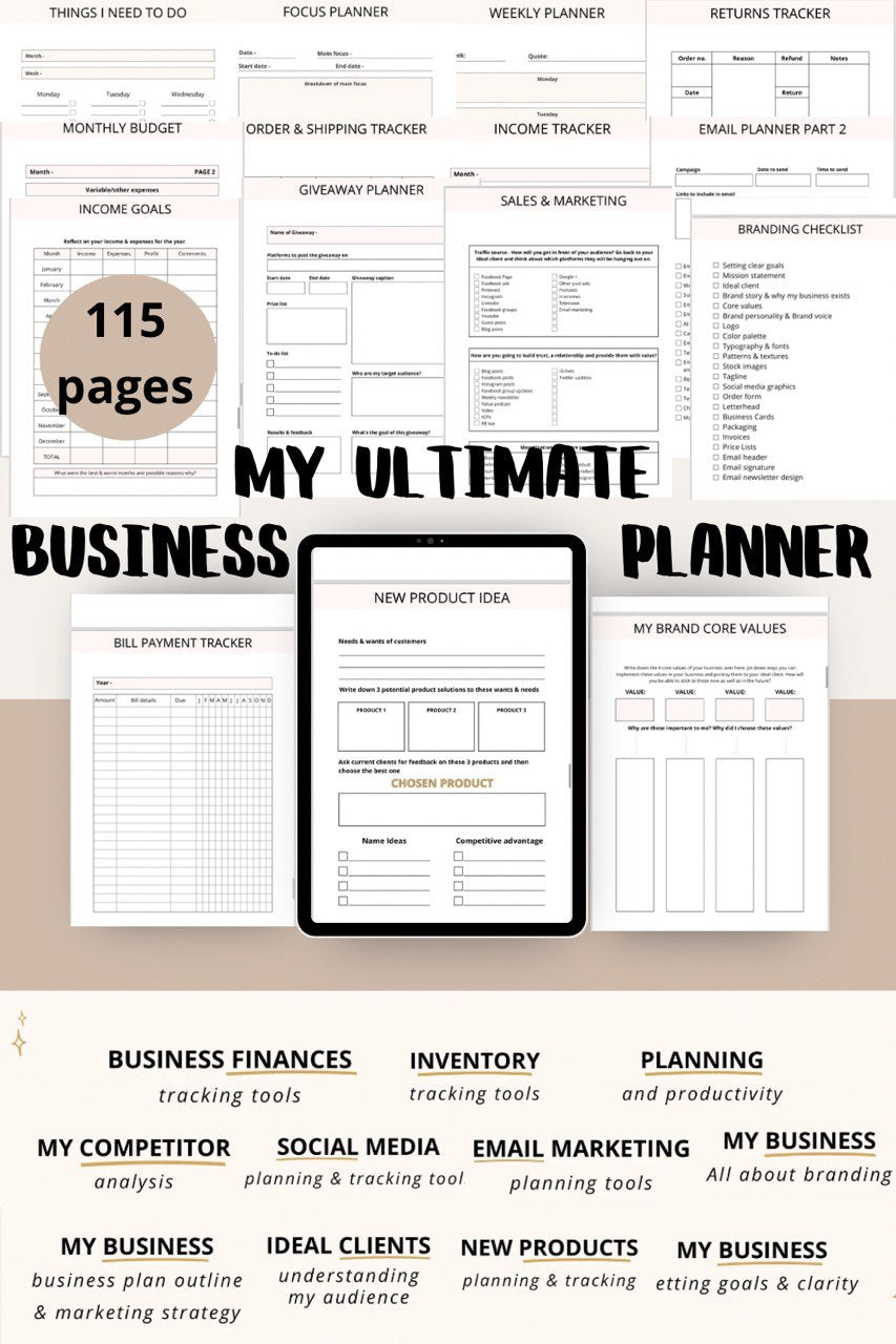 Printable Business Planner, A4 & US Letter Size pdf